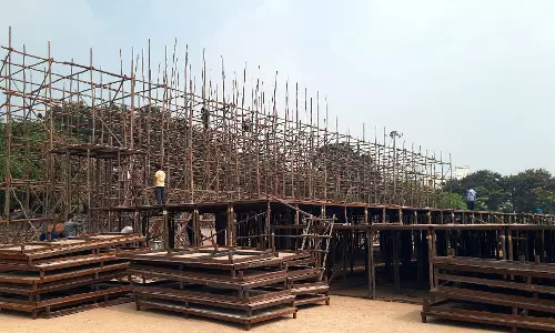 Activists Dwellers Against Red Chilli ‘Homam’ at NTR Stadium