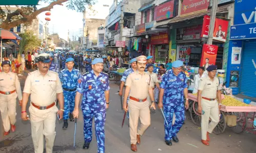 Rapid Action Force Conducting a Route March in Gadag