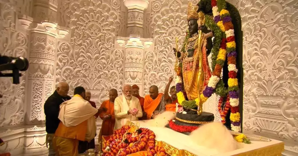 Ram Lalla idol unveiled at grand temple in Ayodhya, PM Modi leads rituals Ram Lalla idol unveiled at grand temple in Ayodhya, PM Modi leads rituals