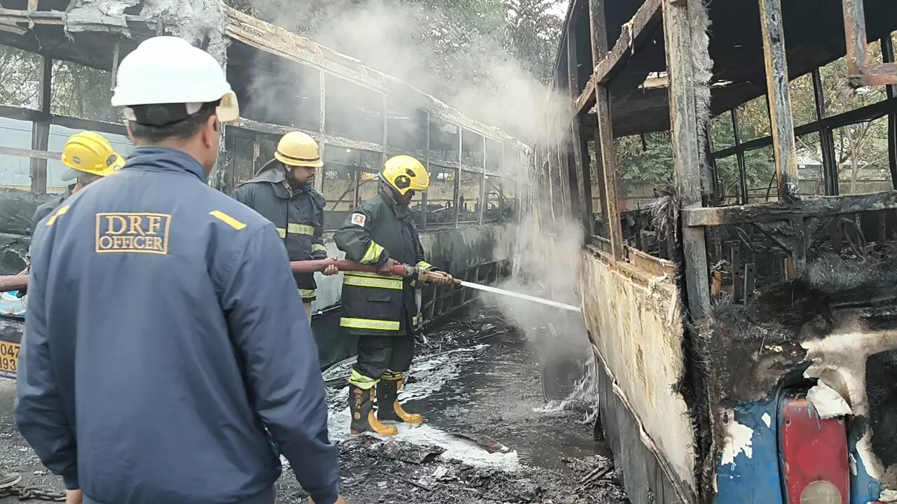 Three TSRTC Buses Gutted in Fire at Dilsukhnagar Bus Depot