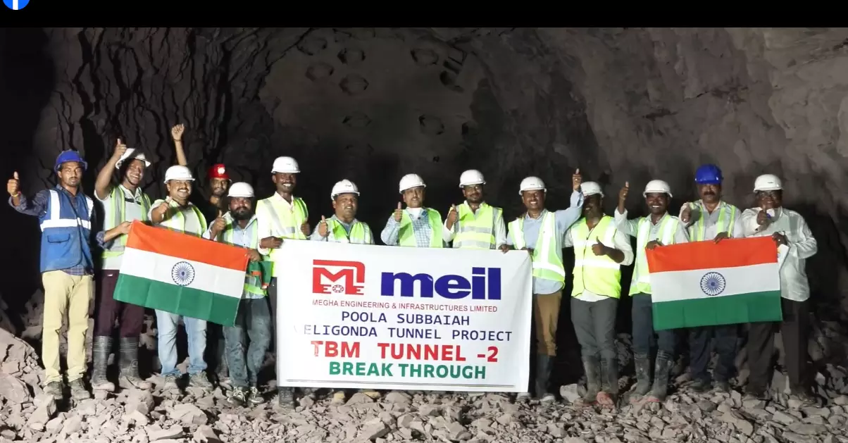 Major breakthrough for Veligonda project, MEIL completes 2nd tunnel excavation Major breakthrough for Veligonda project, MEIL completes 2nd tunnel excavation