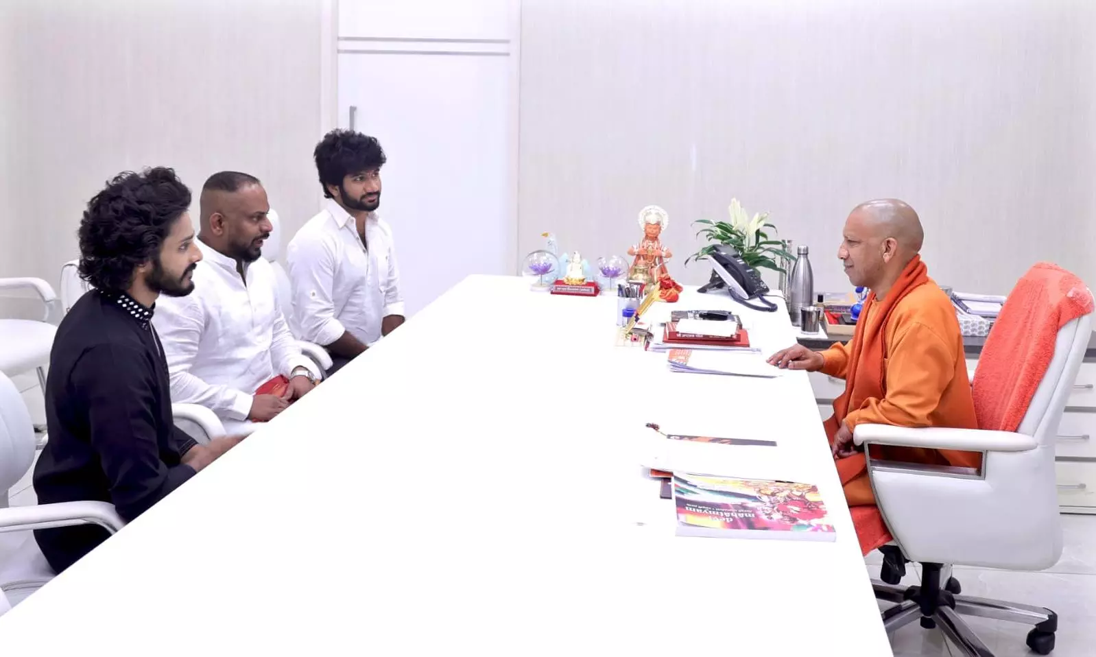 HanuMan Director and Actor Meet UP CM to Discuss Film Success HanuMan Director and Actor Meet UP CM to Discuss Film Success
