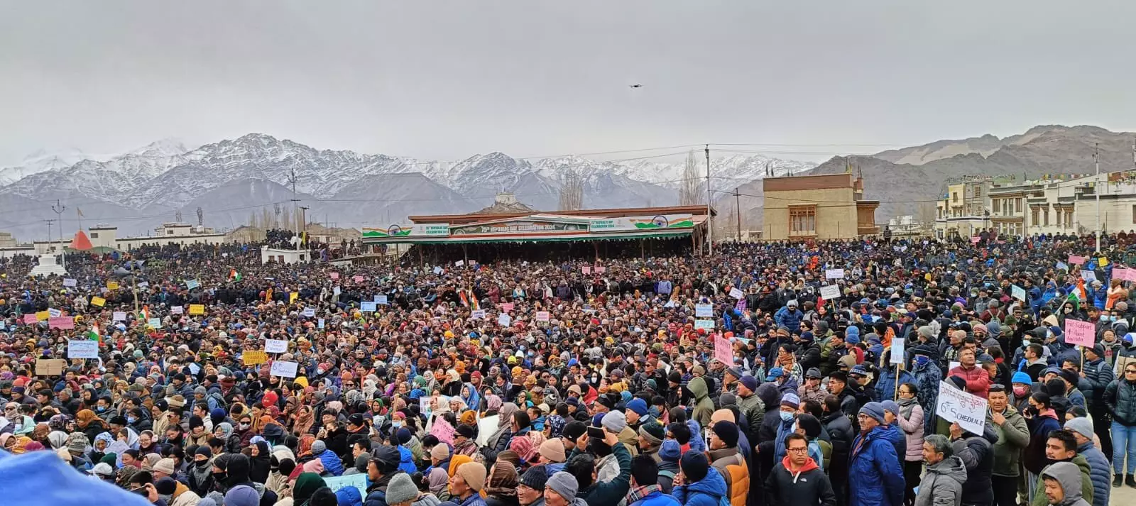 Ladakh Rises for 6th Scheduled, Statehood Shutdown in Kargil, Massive Rally Held in Leh