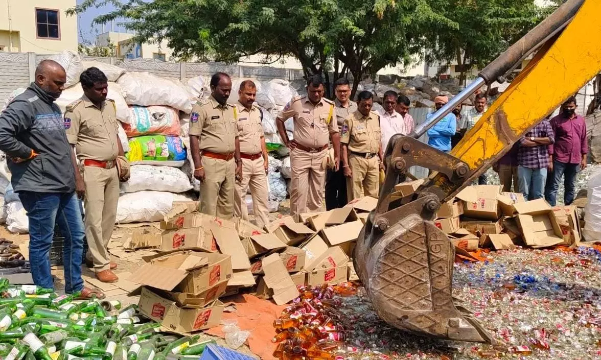 Telangana Excise Officials Destroy 3,000 Litres Of Illicit Liquor Telangana Excise Officials Destroy 3,000 Litres Of Illicit Liquor