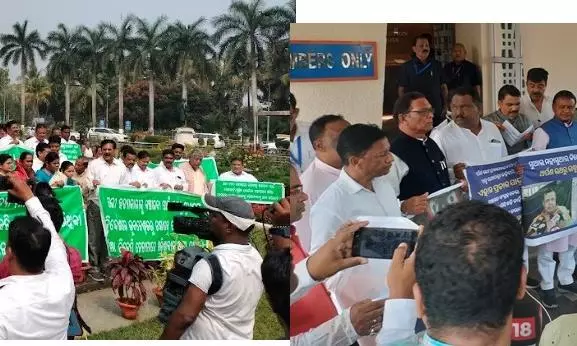 BJD, BJP Fight Banner War in Odisha Assembly Premises, House Sees Repeated Adjournments BJD, BJP Fight Banner War in Odisha Assembly Premises, House Sees Repeated Adjournments