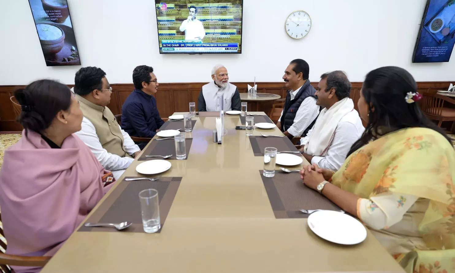 Modi Holds Lunch Pe Charcha at Parliament Canteen