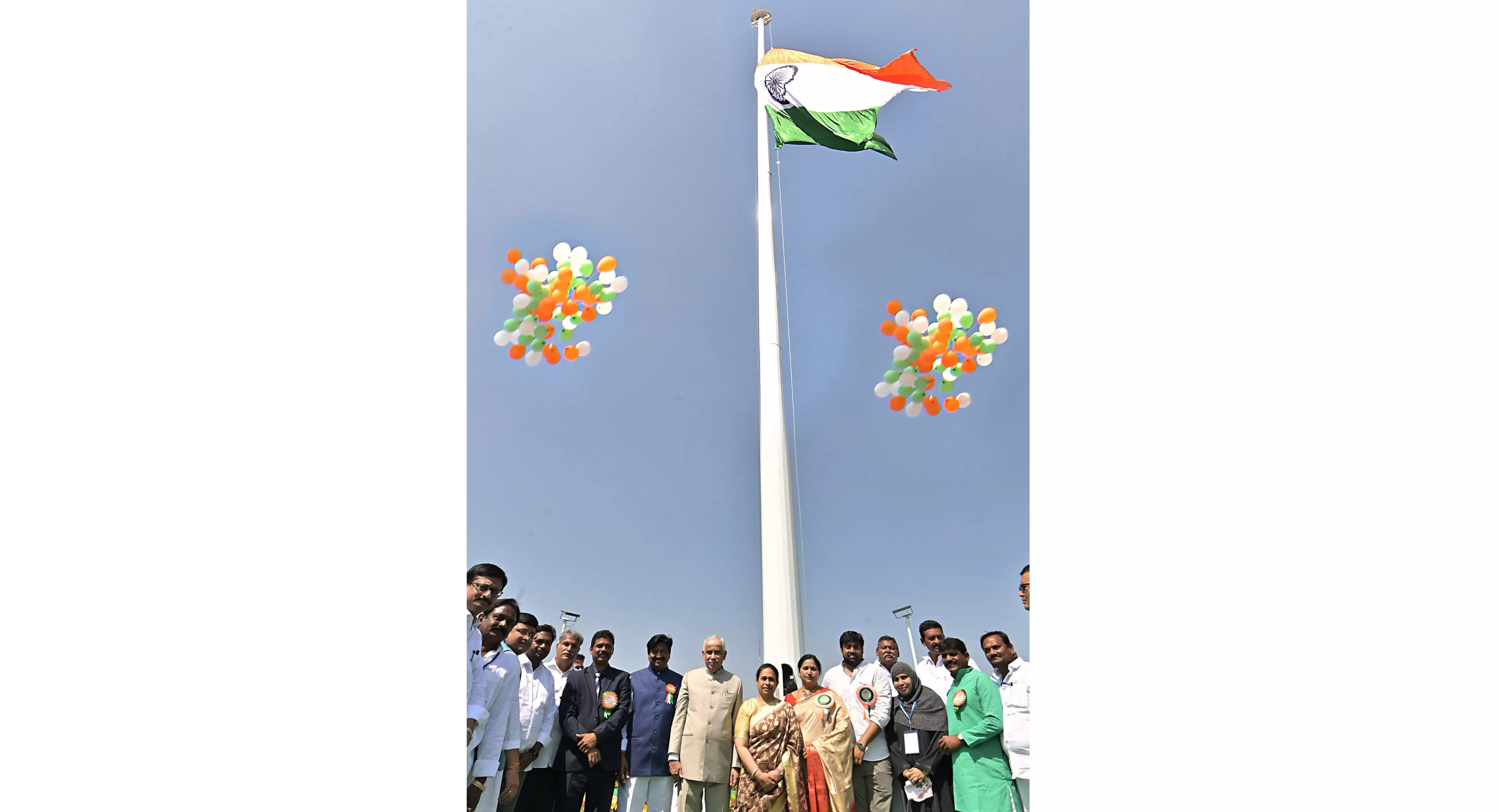 Governor S. Abdul Nazeer Hoists 150-Feet-Tall National Flag at Jaggaiahpet