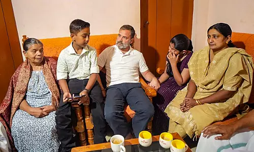 Rahul Gandhi visits family of victims of wild animal attacks in Wayanad