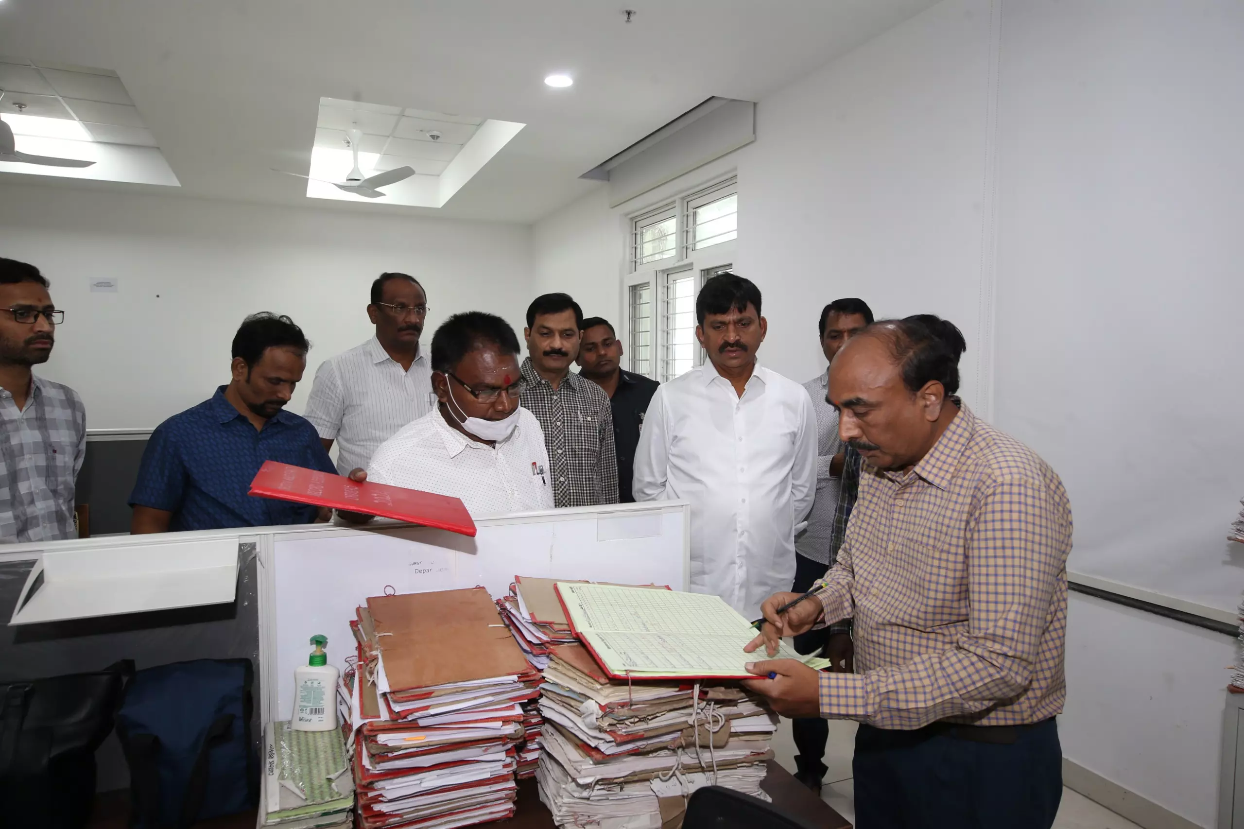 Ponguleti Conducts Surprise Inspection at Revenue Department, Warns Negligent Employees