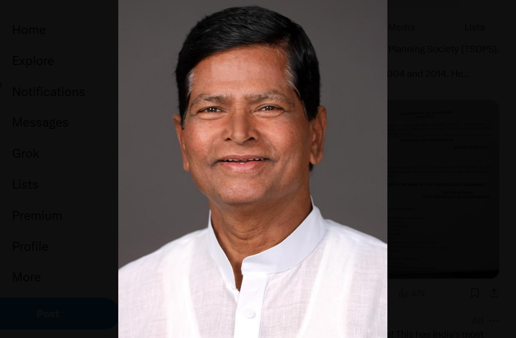 Chinna Reddy Appointed as TS Planning Board Vice Chairman