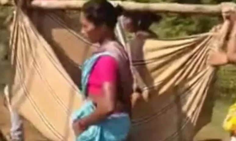 Tribals Hold Protest Doli Yatra for Road to 9 Hilltop Villages Tribals Hold Protest Doli Yatra for Road to 9 Hilltop Villages