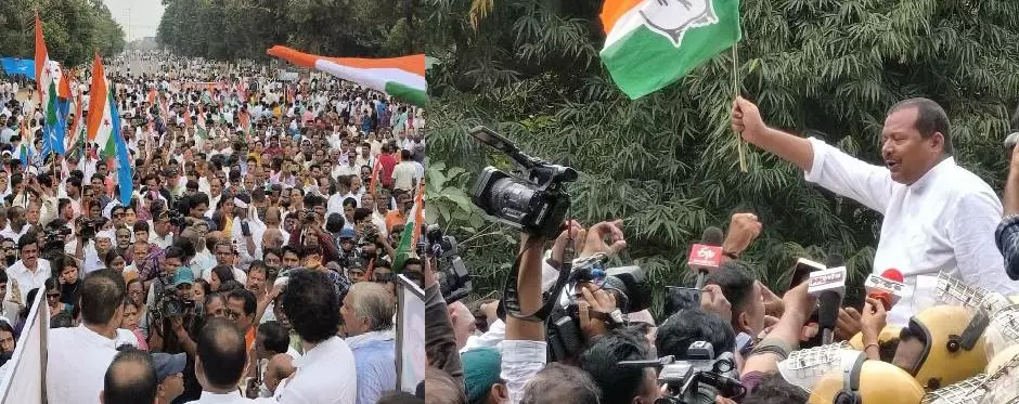 Congress leaders clash with Odisha police during protest over farmer’s issue Congress leaders clash with Odisha police during protest over farmer’s issue