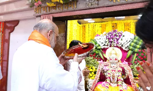 Home Minister Amit Shah Offers Prayers at Bhagyalaxmi Mandir