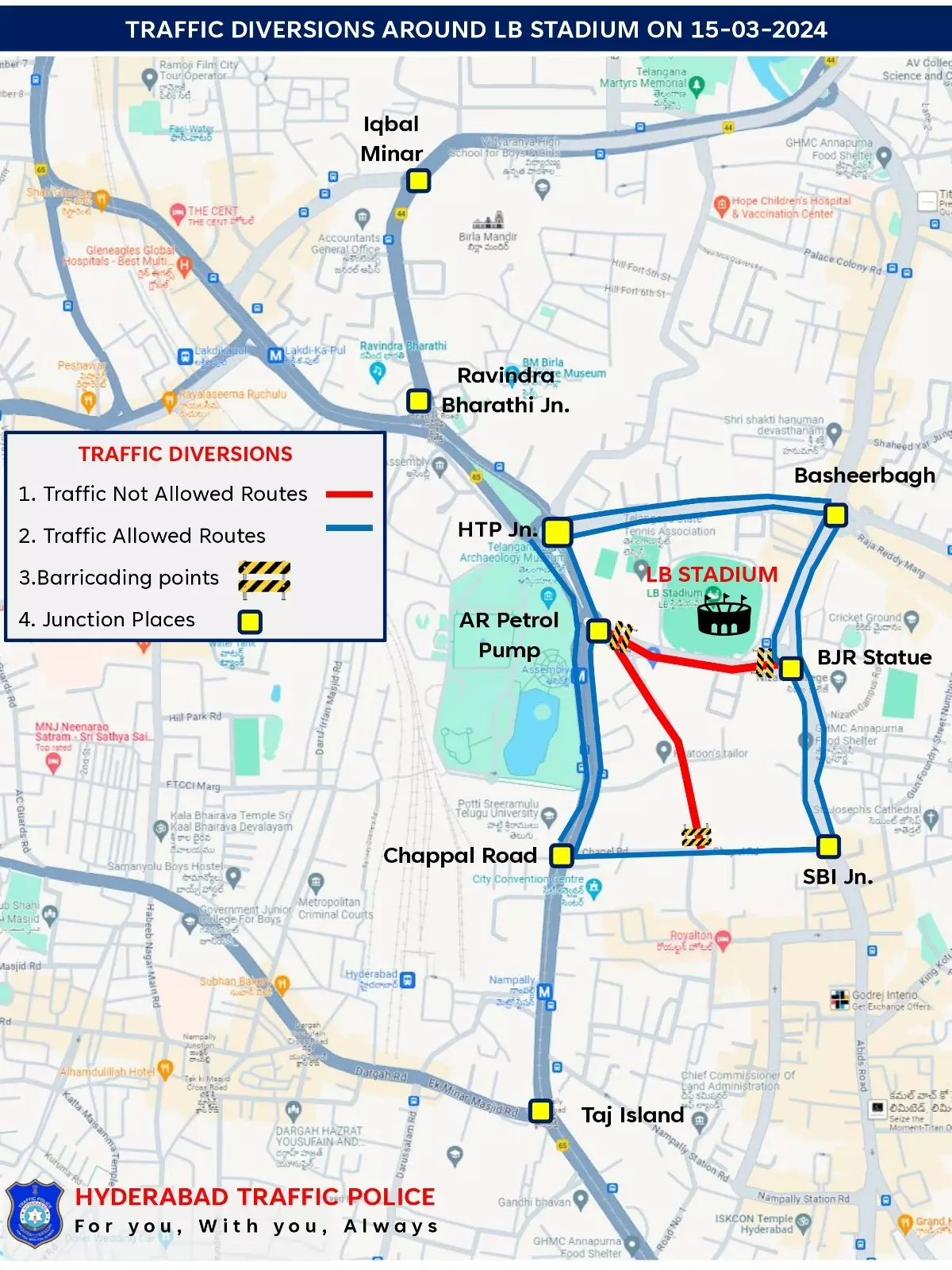 Traffic Curbs for Telangana CM’s Iftar at LB Stadium