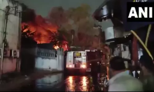 Fire hits Tolichowki petrol pump Fire hits Tolichowki petrol pump