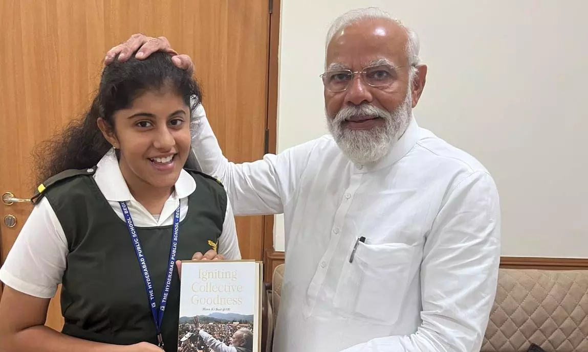 PM Modi Honours 12-Year-Old Hyderabad Girl for Promoting Literacy
