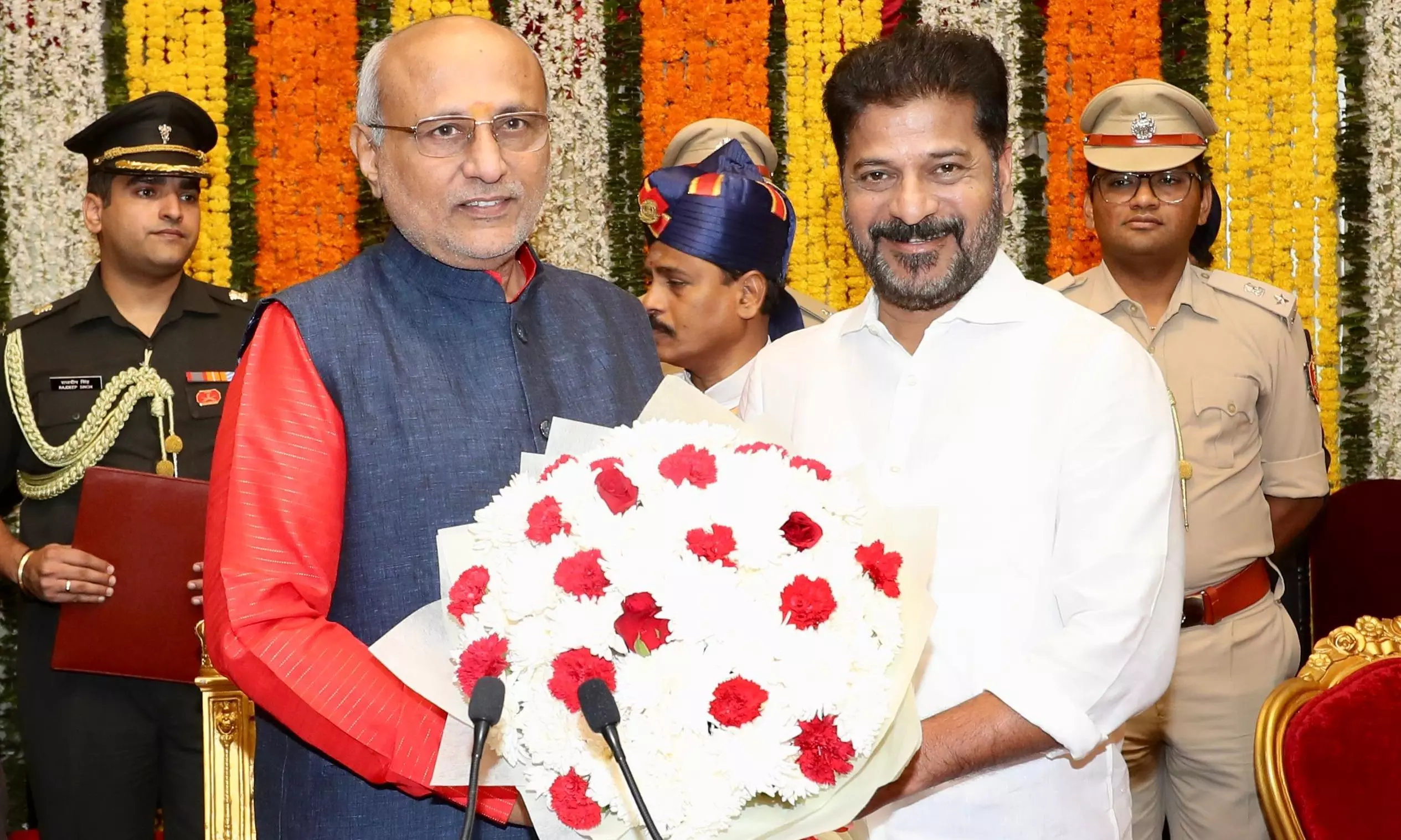 New Governor Takes Oath of Office, Visits Yadadri