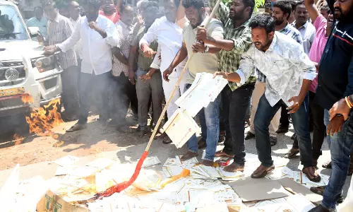 Ex-MLAs followers ransack TD office in Srikakulam
