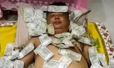 BJP Ally UPPL Leader Sleeping On Rs 500 Notes Pile, Photo Goes Viral