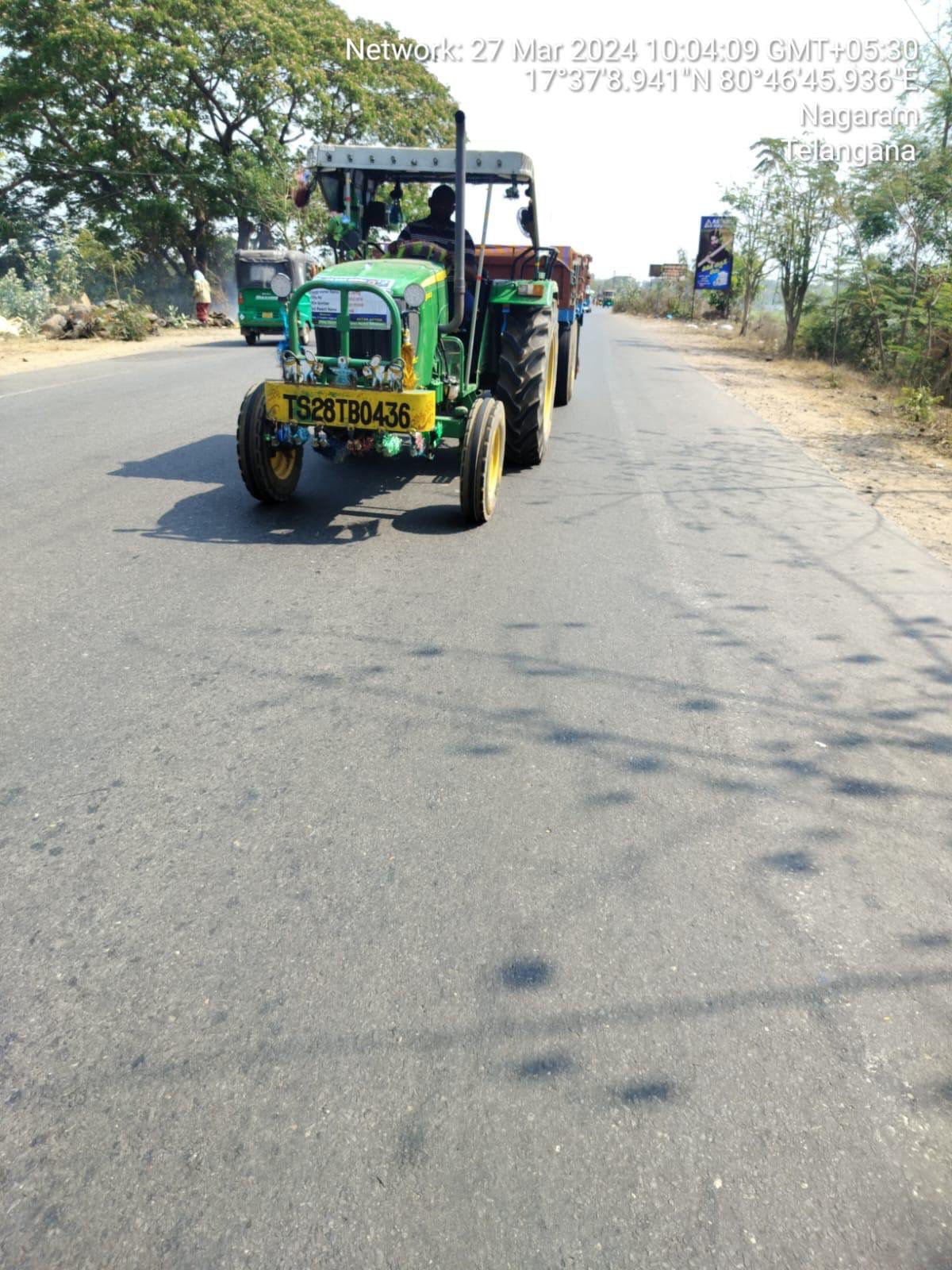 Kothagudem cop issue a challan to tractor driver for not wearing seat belt