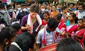 Priyanka Gandhis Massive Roadshow In Assam For Gaurav Gogoi, Accuses BJP Of Changing The Constitution