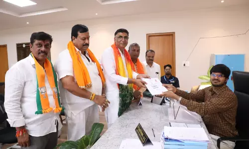 BJP Candidate From Khammam Lok Sabha Tandra Vinod Rao Files Nomination Papers