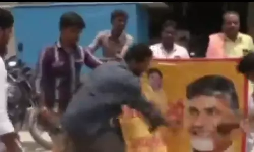 Denied Tickets, TDP Leaders Hit Babus Picture With Footwear