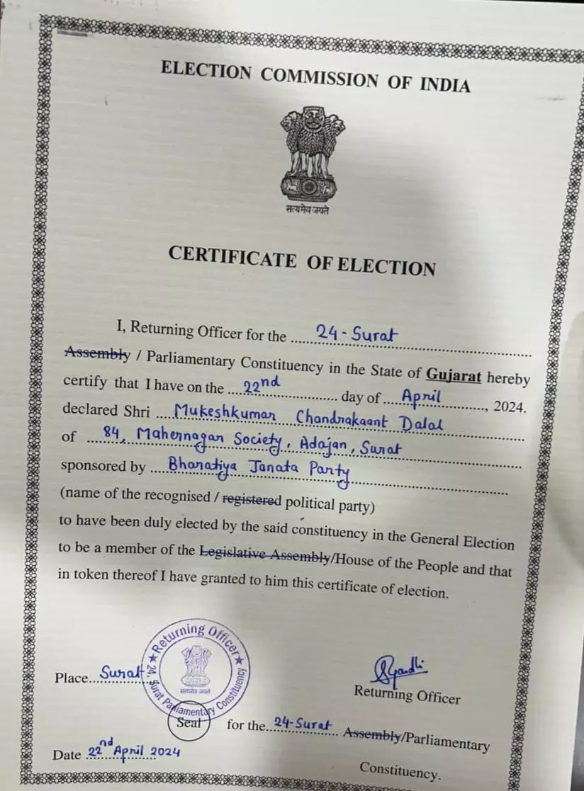 BJP wins first LS seat in Surat