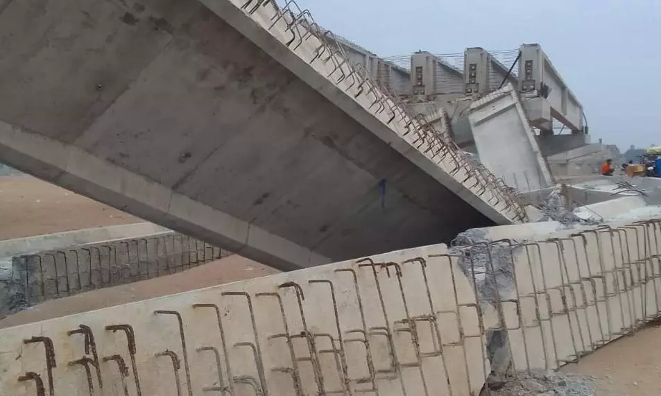 Girders of under-construction bridge on River Maneru collapse