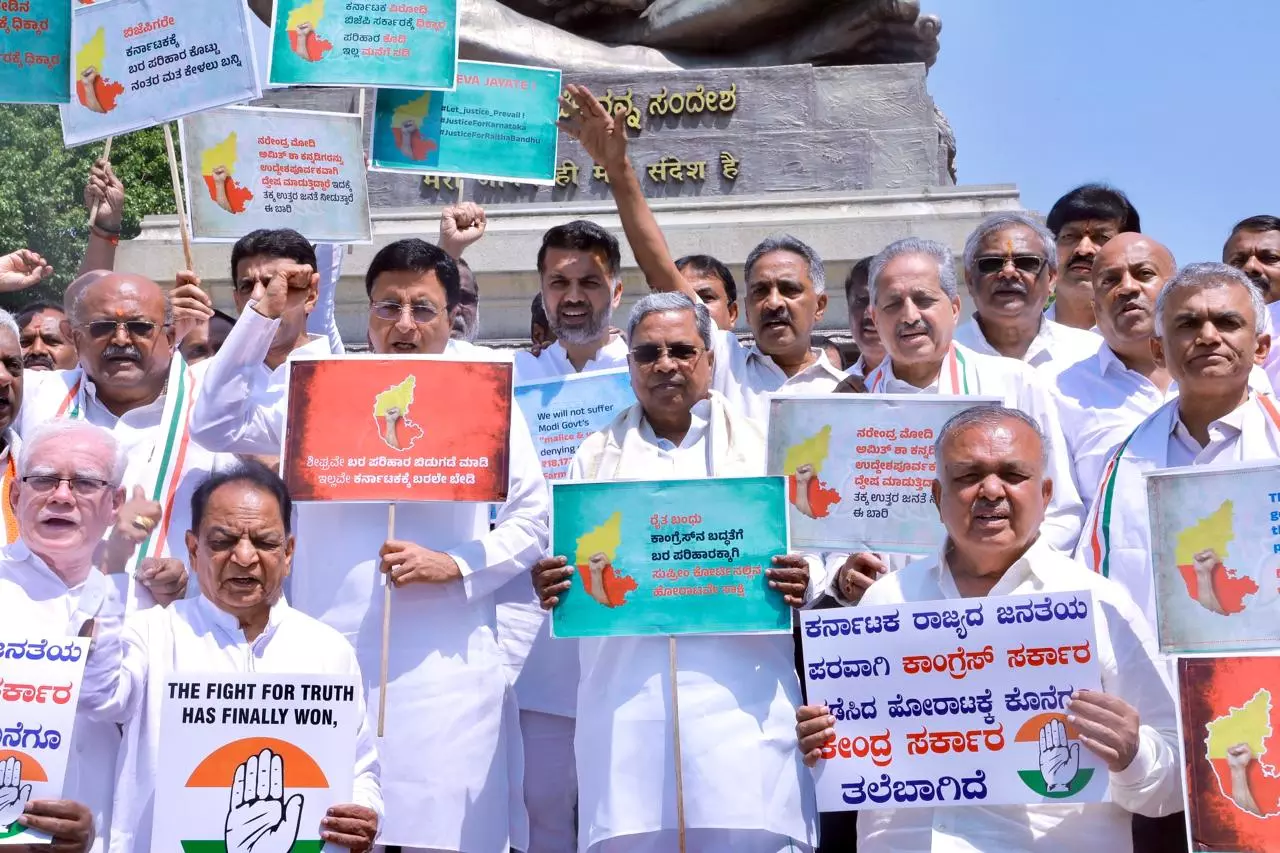 Karnataka CM Leads Protest Against PM Modi in Bengaluru
