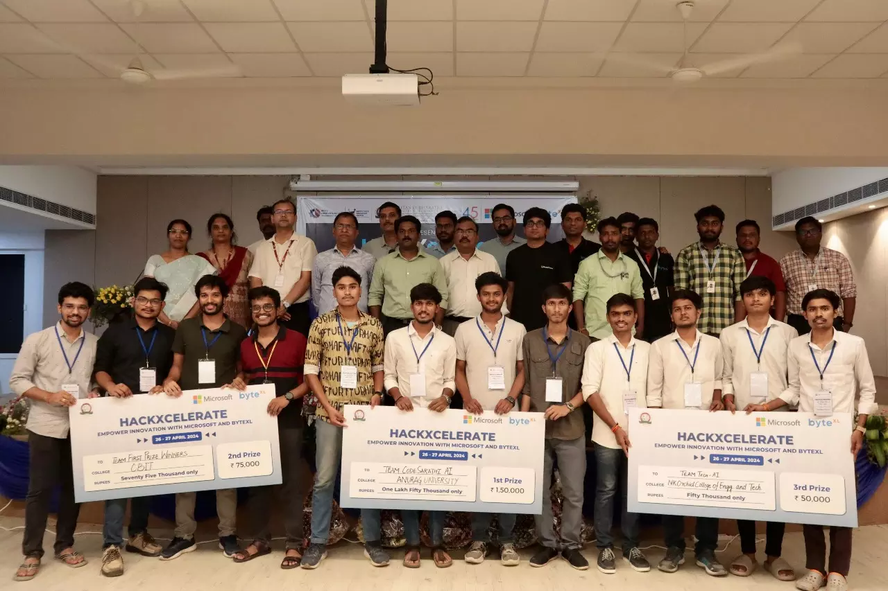 Winners of Microsoft-ByteXL led HackXcelerate 2024 at CBIT