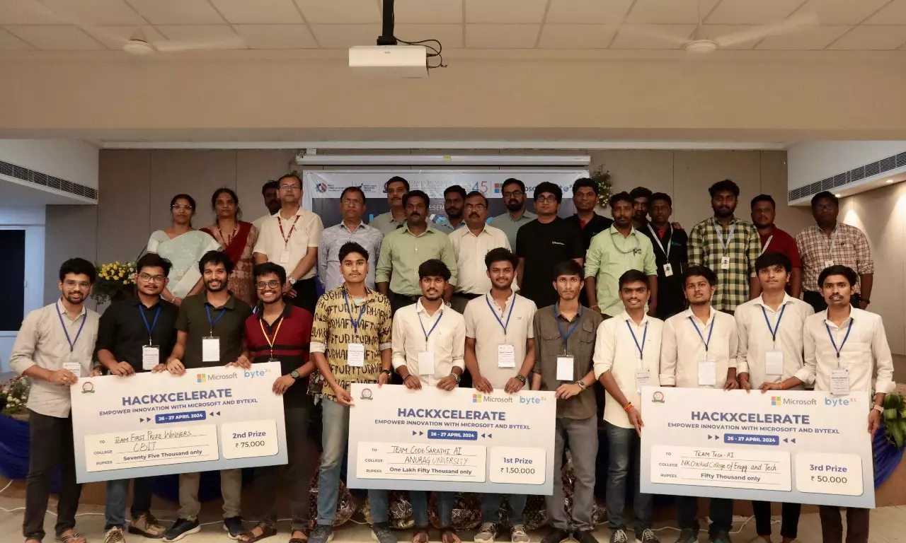Winners of Microsoft-ByteXL led HackXcelerate 2024 at CBIT Winners of Microsoft-ByteXL led HackXcelerate 2024 at CBIT