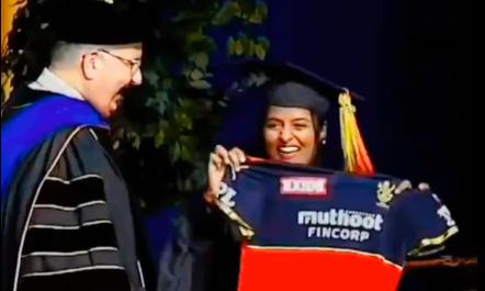 Indian students display affection for RCB on Graduation day in USA Indian students display affection for RCB on Graduation day in USA