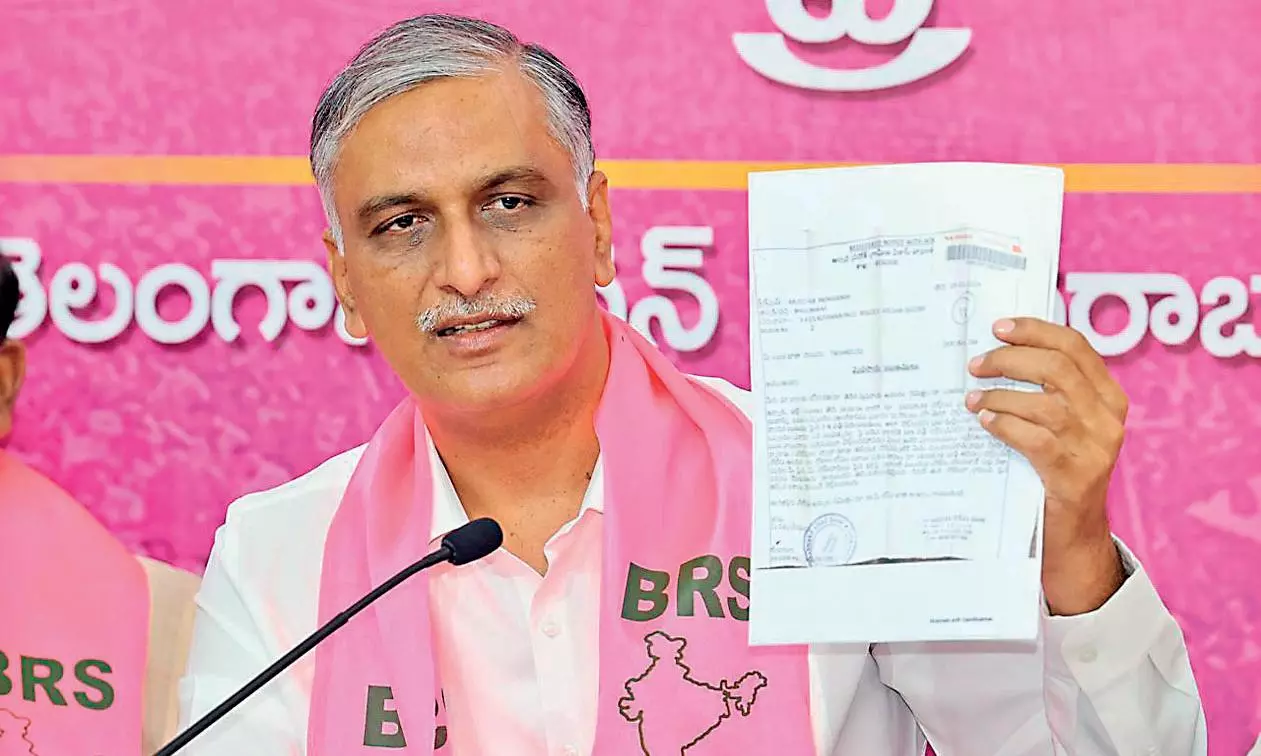 Harish slams Revanth, throws resignation gauntlet again Harish slams Revanth, throws resignation gauntlet again