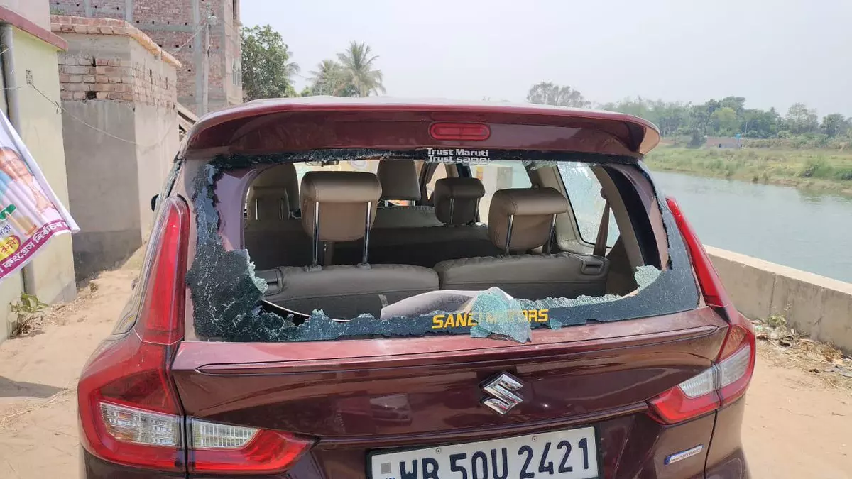 TMC Candidates Car Vandalised, Blames BJP TMC Candidates Car Vandalised, Blames BJP