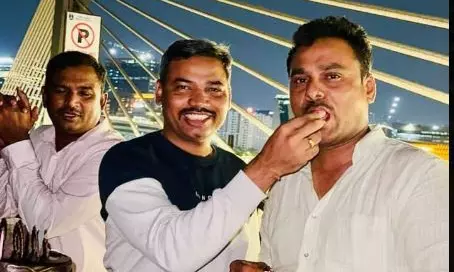 Madhapur SHO Flouts Rules, Rings in Birthday on Cable Bridge Madhapur SHO Flouts Rules, Rings in Birthday on Cable Bridge