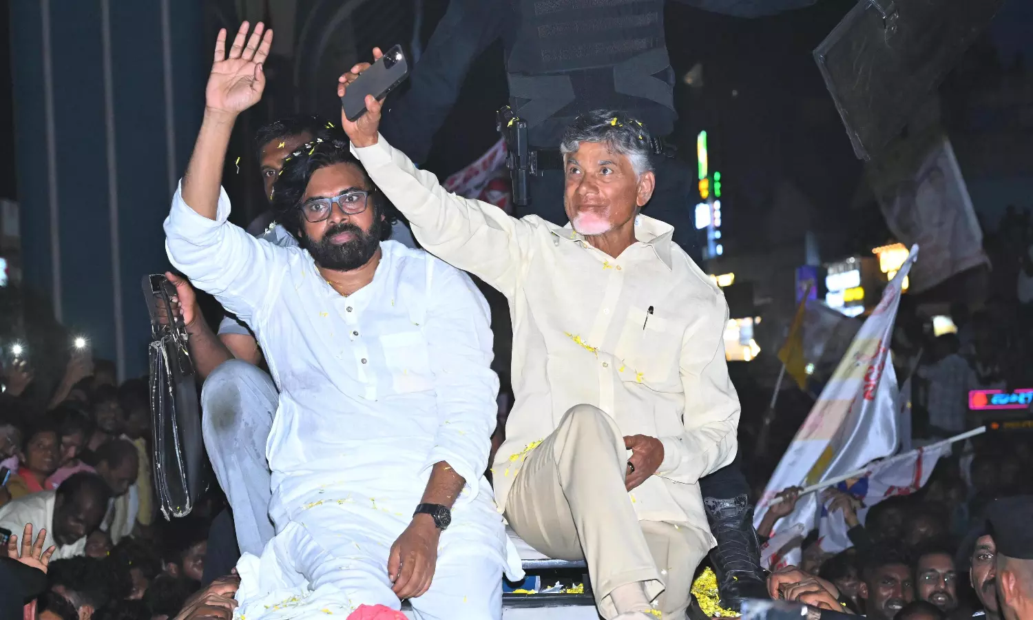 Naidu, Pawan Rain Corruption Charges Against YSRC Bigwigs Naidu, Pawan Rain Corruption Charges Against YSRC Bigwigs