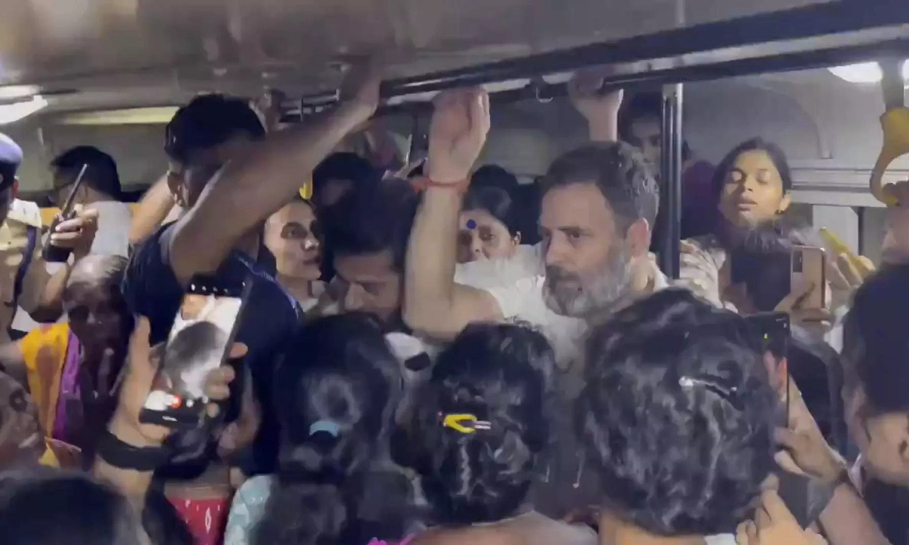 Rahul Gandhi Tests Telangana’s Free Bus Service