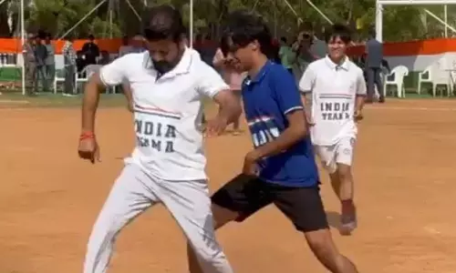 CM Revanth indulges in friendly football match with HCU students