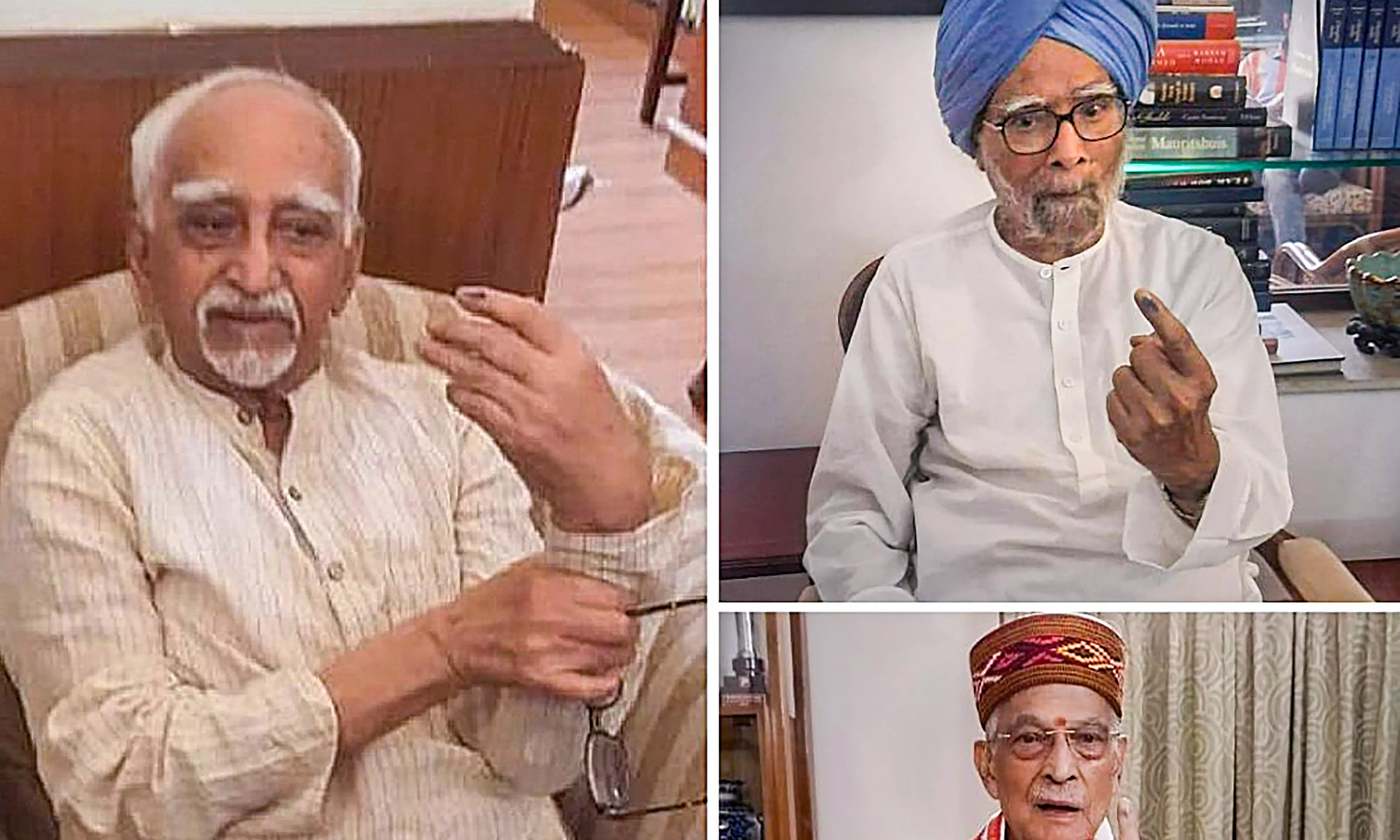 Manmohan Singh, LK Advani cast votes from home Manmohan Singh, LK Advani cast votes from home