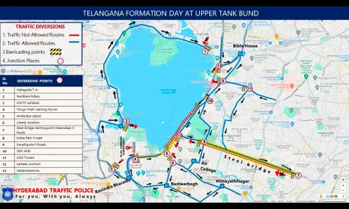 Two-day traffic diversions for Telangana State Formation Day celebrations