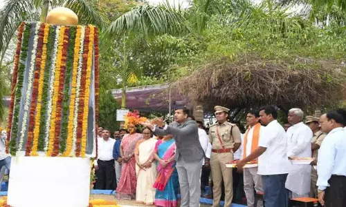 Collectors hoist national flags on 10th Telangana Formation Day