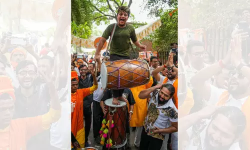 Celebrations erupt at BJP office as saffron party leads in early trends