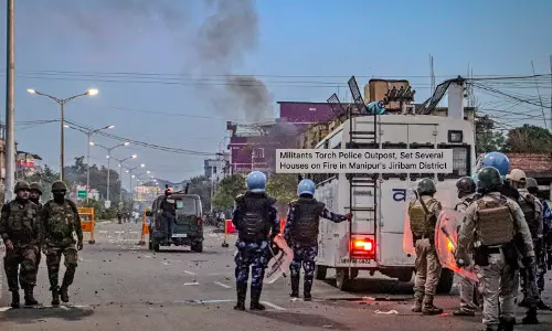 Armed militants torch police outpost, set several houses on fire in Manipurs Jiribam