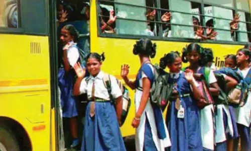 School Van Causes Havoc in Amberpet