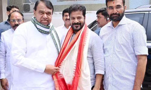 CM Revanth Reddy meets former Assembly Speaker Pocharam Srinivas Reddy