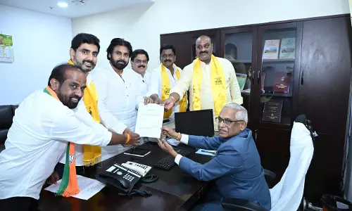NDA leaders file nomination papers on behalf of Ayyanna Patrudu for Speaker Post
