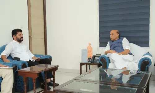 CM Revanth Reddy meets Defence Minister Rajnath Singh in New Delhi