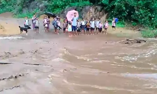 Visakhapatnam: Overflowing stream disrupts tribal kids’ schooling