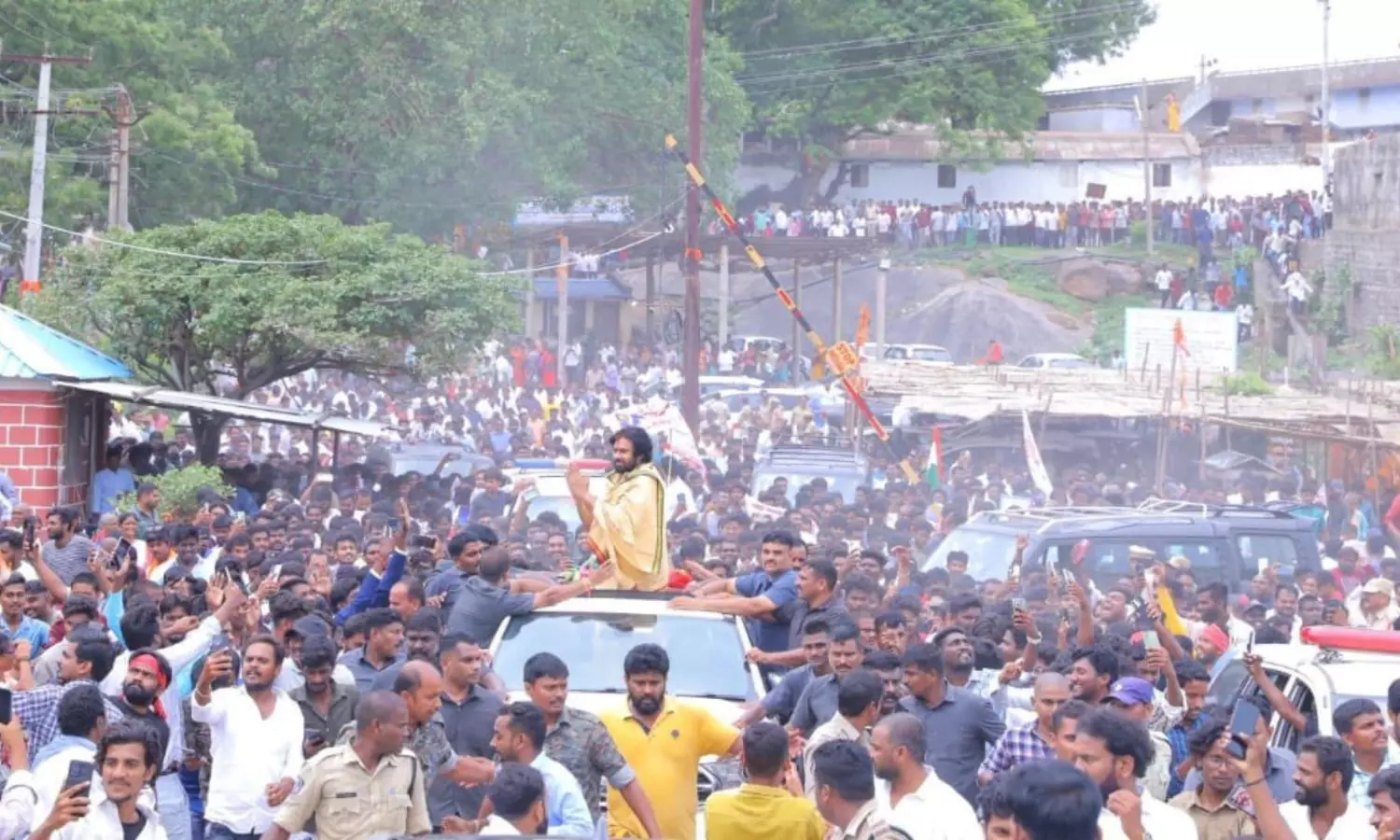 AP Deputy CM Pawan Kalyan offers prayers at Kondagattu Anjaneya Swamy Temple in Telangana